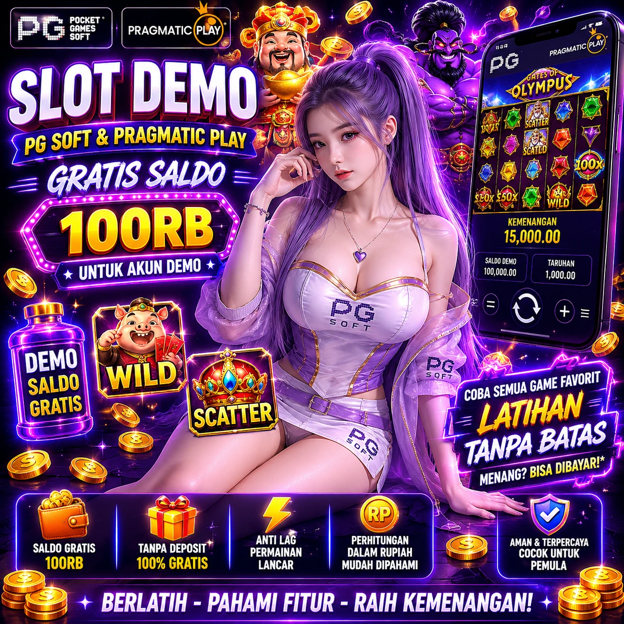 Slot Demo PG Soft, Akun Demo Pragmatic Play Gratis Saldo 100rb Gameplay Terlengkap